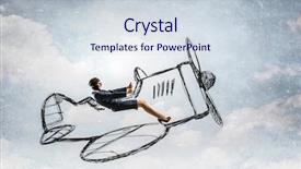  Presentation with airplane pilot - Beautiful presentation theme featuring woman pilot in drawn airplane backdrop and a sky blue colored foreground