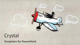  Presentation with airplane pilot - Amazing presentation design having woman pilot in drawn airplane backdrop and a  colored foreground