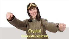  Presentation with pilot - Amazing PPT theme having woman pilot isolated on the white backdrop and a tawny brown colored foreground