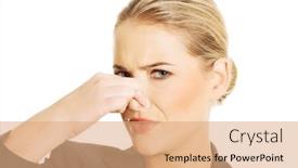  Presentation with smell - Amazing presentation theme having woman pinching her nose because backdrop and a coral colored foreground