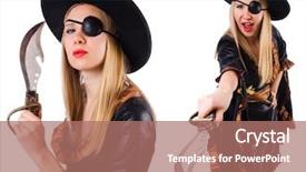  Presentation with pirate - Presentation theme with woman pirate in various poses on white background and a coral colored foreground