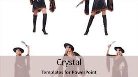  Presentation with pirate - Colorful PPT theme enhanced with woman pirate in various poses on white backdrop and a soft green colored foreground