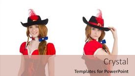  Presentation with pirate - PPT theme having woman pirate isolated on white background and a coral colored foreground