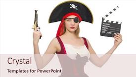  Presentation with pirate - Beautiful presentation design featuring woman pirate isolated on white backdrop and a lemonade colored foreground