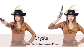  Presentation with pirate - PPT theme featuring woman pirate with gun isolated background and a  colored foreground