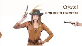  Presentation with pirate - Amazing slide set having woman pirate with gun isolated backdrop and a  colored foreground