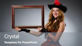  Presentation with pirate - PPT layouts with woman pirate with picture frame background and a gray colored foreground