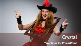  Presentation with pirate - Theme having woman pirate with picture frame background and a tawny brown colored foreground