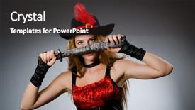  Presentation with weapon - Colorful slides enhanced with woman pirate with sharp weapon backdrop and a dark gray colored foreground