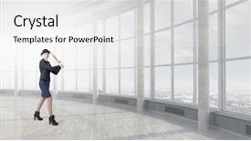  Presentation with play - PPT layouts consisting of woman-play-baseball-mixed-media background and a white colored foreground