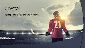  Presentation with puck - Colorful slides enhanced with woman play hockey mixed media backdrop and a light gray colored foreground