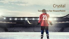  Presentation with puck - Cool new theme with woman play hockey mixed media backdrop and a sky blue colored foreground