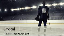  Presentation with puck - Presentation theme consisting of woman play hockey mixed media background and a light gray colored foreground