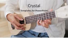  Presentation with ukulele - Beautiful theme featuring woman play song on ukulele backdrop and a light gray colored foreground