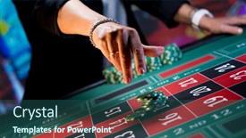  Presentation with roulette - Presentation design featuring woman-playing-at-the-roulette background and a ocean colored foreground