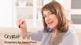  Presentation with chessboard - Slide deck enhanced with woman playing chess on mini background and a lemonade colored foreground