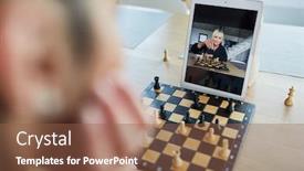  Presentation with chat - Beautiful slides featuring woman-playing-chess backdrop and a tawny brown colored foreground