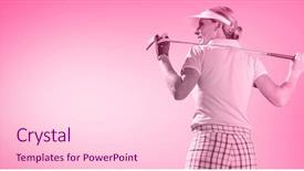  Presentation with golf - PPT layouts with woman playing golf against pink background and a lemonade colored foreground
