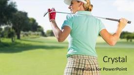  Presentation with golf - Slides featuring woman playing golf against view of a park background and a mint green colored foreground