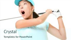  Presentation with golf - Presentation enhanced with woman playing golf surprised background and a cool aqua colored foreground