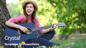  Presentation with guitar - Colorful presentation theme enhanced with golfer carrying his equipment on a beautiful sunny day backdrop and a mint green colored foreground