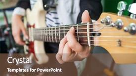  Presentation with recording studio - Beautiful theme featuring woman playing guitar in recording backdrop and a tawny brown colored foreground