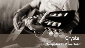  Presentation with guitar - Presentation theme having woman playing her guitar background and a tawny brown colored foreground