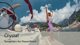  Presentation with mini golf - Theme featuring woman playing in mini golf background and a light gray colored foreground