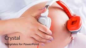  Presentation with pregnant woman - Slide deck consisting of woman playing music for baby background and a coral colored foreground