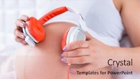  Presentation with baby in womb - PPT layouts with woman playing music for baby background and a coral colored foreground