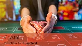  Presentation with roulette - Colorful PPT theme enhanced with woman-playing-roulette backdrop and a red colored foreground