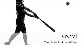  Presentation with softball - Amazing PPT theme having woman playing softball players silhouette backdrop and a white colored foreground
