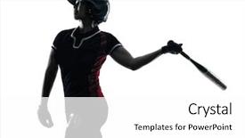  Presentation with softball - Cool new presentation with woman playing softball players silhouette backdrop and a white colored foreground