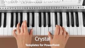  Presentation with close up of printer ink - Beautiful PPT theme featuring woman playing synthesizer close up backdrop and a coral colored foreground