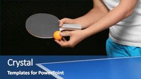  Presentation with sports table tennis - PPT layouts enhanced with woman playing table tennis indoors background and a ocean colored foreground
