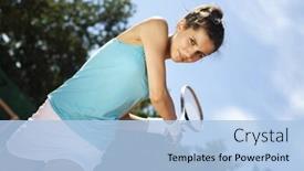  Presentation with awards ceremony tennis - Slide deck having woman playing tennis in summer background and a light blue colored foreground