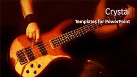  Presentation with bass guitar - Theme with woman playing the guitar background and a wine colored foreground