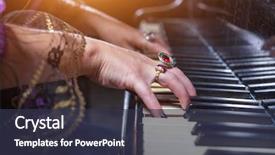  Presentation with piano - PPT layouts having woman playing the piano background and a tawny brown colored foreground