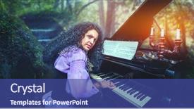  Presentation with piano - Audience pleasing theme consisting of woman playing the piano backdrop and a ocean colored foreground