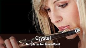  Presentation with flute - Amazing presentation theme having woman playing transverse flute backdrop and a wine colored foreground