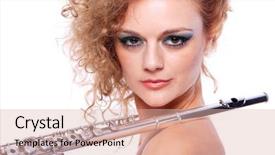  Presentation with flute - Presentation theme having woman playing transverse flute background and a lemonade colored foreground