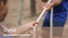  Presentation with obstacle course - Presentation design consisting of woman playing tug of war background and a coral colored foreground