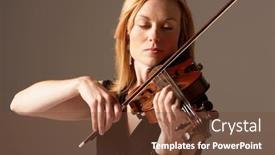  Presentation with violin sympfonic studio - Presentation theme with woman-playing-violin-in-studio background and a tawny brown colored foreground