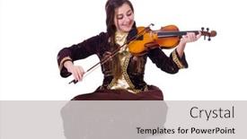  Presentation with white - Presentation theme having woman-playing-violin-on-white background and a light gray colored foreground