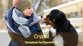  Presentation with snow day - Theme featuring woman playing with her dog background and a  colored foreground