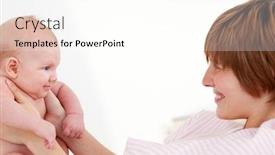  Presentation with newborn baby hospital - Audience pleasing presentation theme consisting of woman-playing-with-her-newborn backdrop and a pink colored foreground