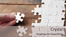  Presentation with jigsaw - PPT layouts having woman playing with jigsaw puzzle background and a coral colored foreground