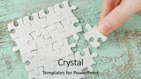  Presentation with jigsaw - Colorful PPT layouts enhanced with woman playing with jigsaw puzzle backdrop and a light gray colored foreground