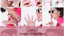  Presentation with empowered woman - Colorful PPT layouts enhanced with woman-playing-with-marshmallow backdrop and a coral colored foreground