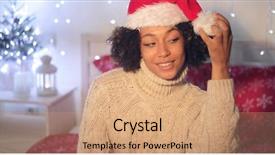  Presentation with christmas lights - Slide deck consisting of woman playing with the pompom background and a  colored foreground
